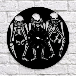 Часы "Скелеты" из виниловой пластинки