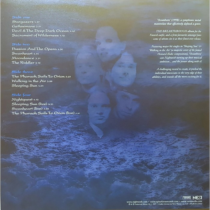 Виниловая пластинка Nightwish "Oceanborn" (2LP) Transparant Blue White Floating