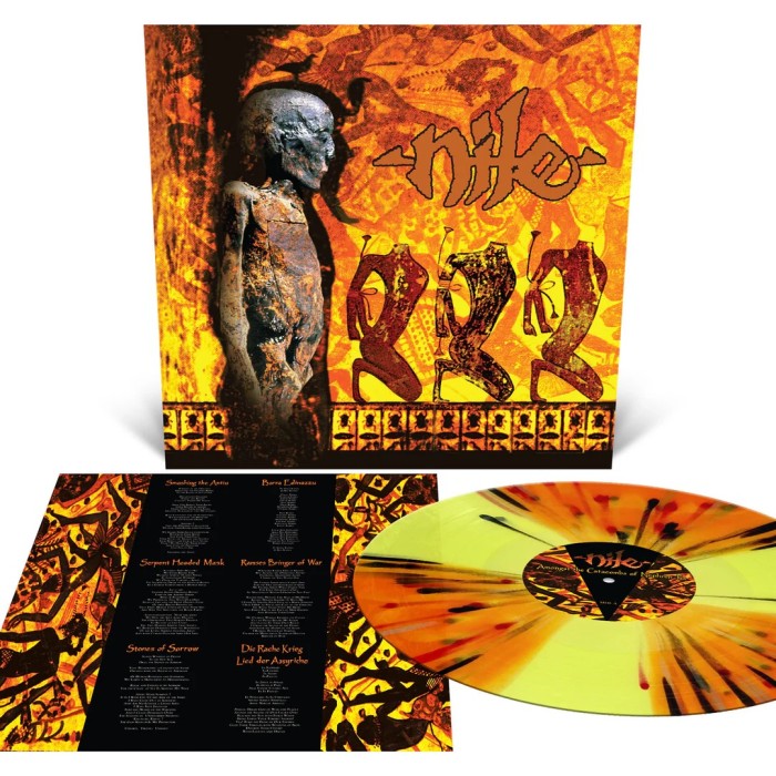 Виниловая пластинка Nile "Amongst The Catacombs Of Nephren-Ka" (1LP) Highlighter Yellow with Orange Krush Spinners and Splatter