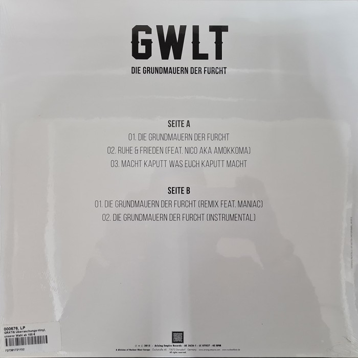 Виниловая пластинка GWLT "Die Grundmauern Der Furcht" (1LP)