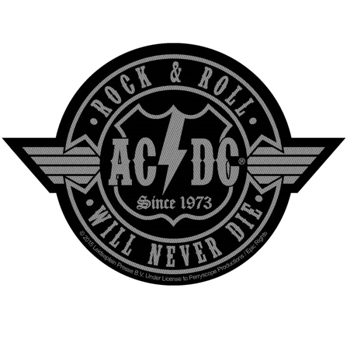 Нашивка AC/DC "Rock N Roll Will Never Die Cut Out"