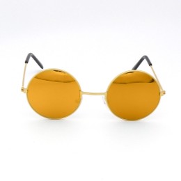 Очки солнцезащитные круглые "Оззи" с золотыми зеркальными стеклами