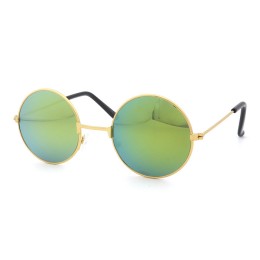 Очки солнцезащитные круглые "Оззи" с зелеными зеркальными стеклами