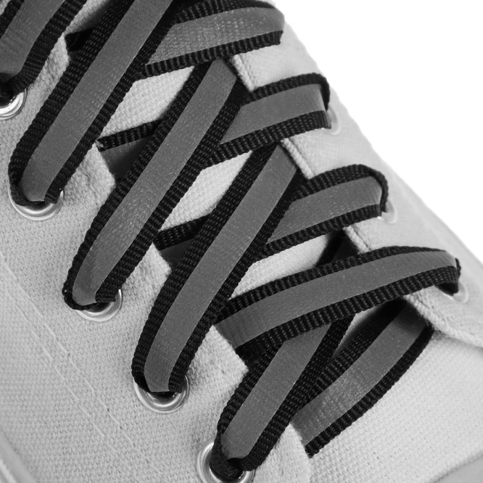 Светоотражающие шнурки для обуви "Черные 10 мм"