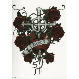Переводные тату "Крест и розы"