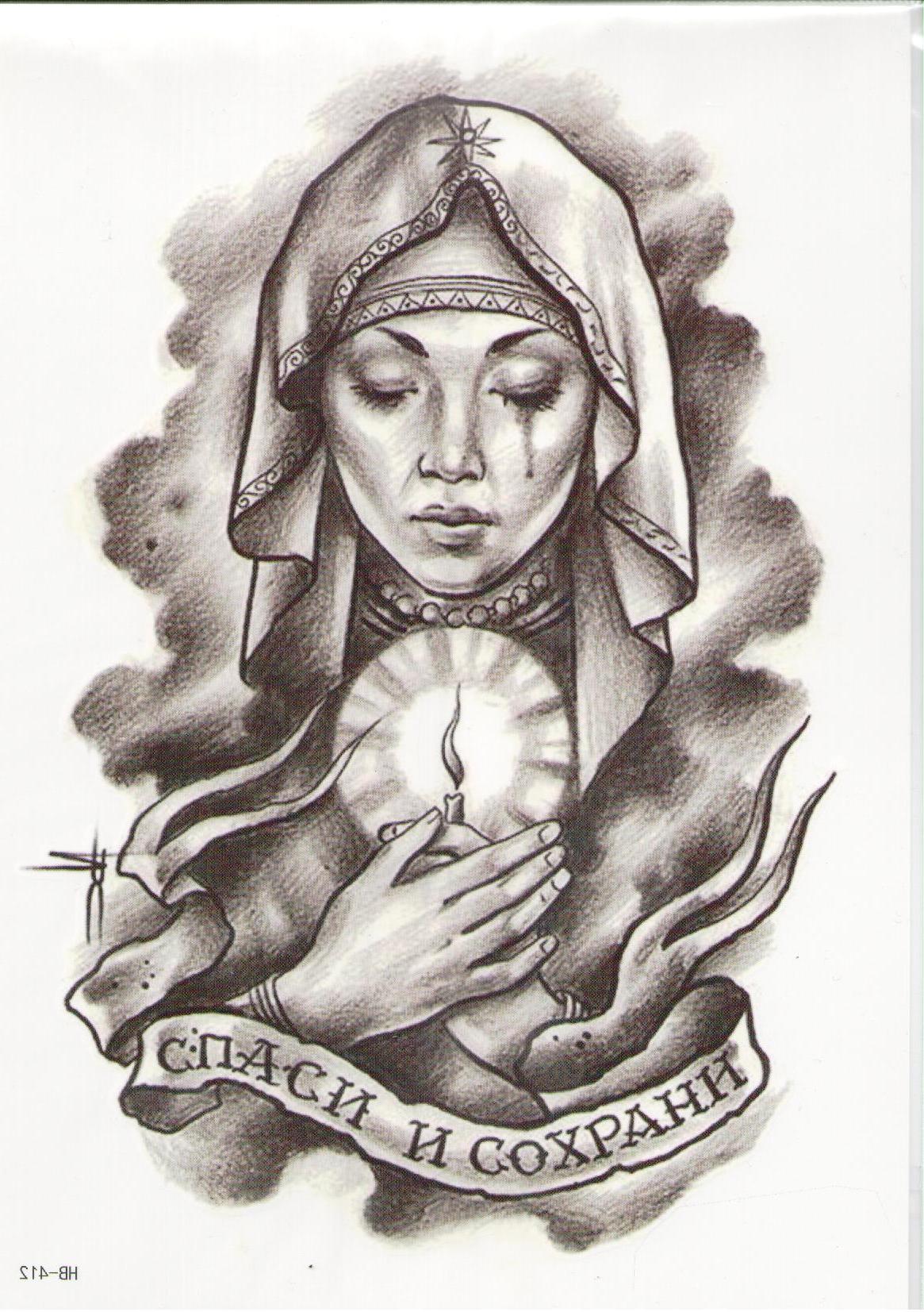 Дева Мария тату эскиз Чикано